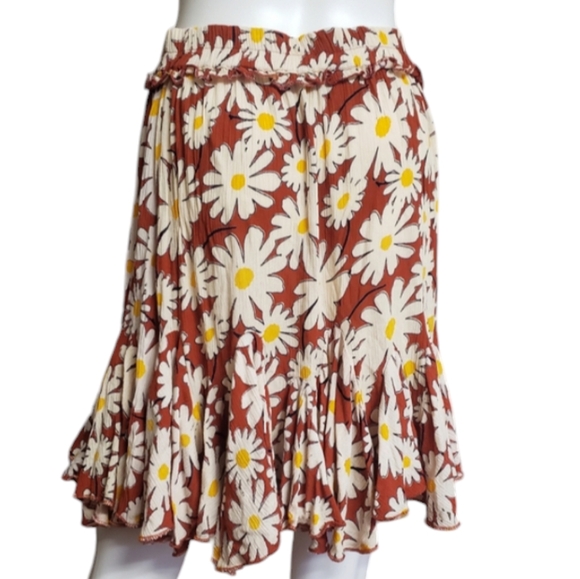 Angie Floral Tired Ruffle Shift Skirt Multi-Color Women's Size M. - Picture 4 of 11